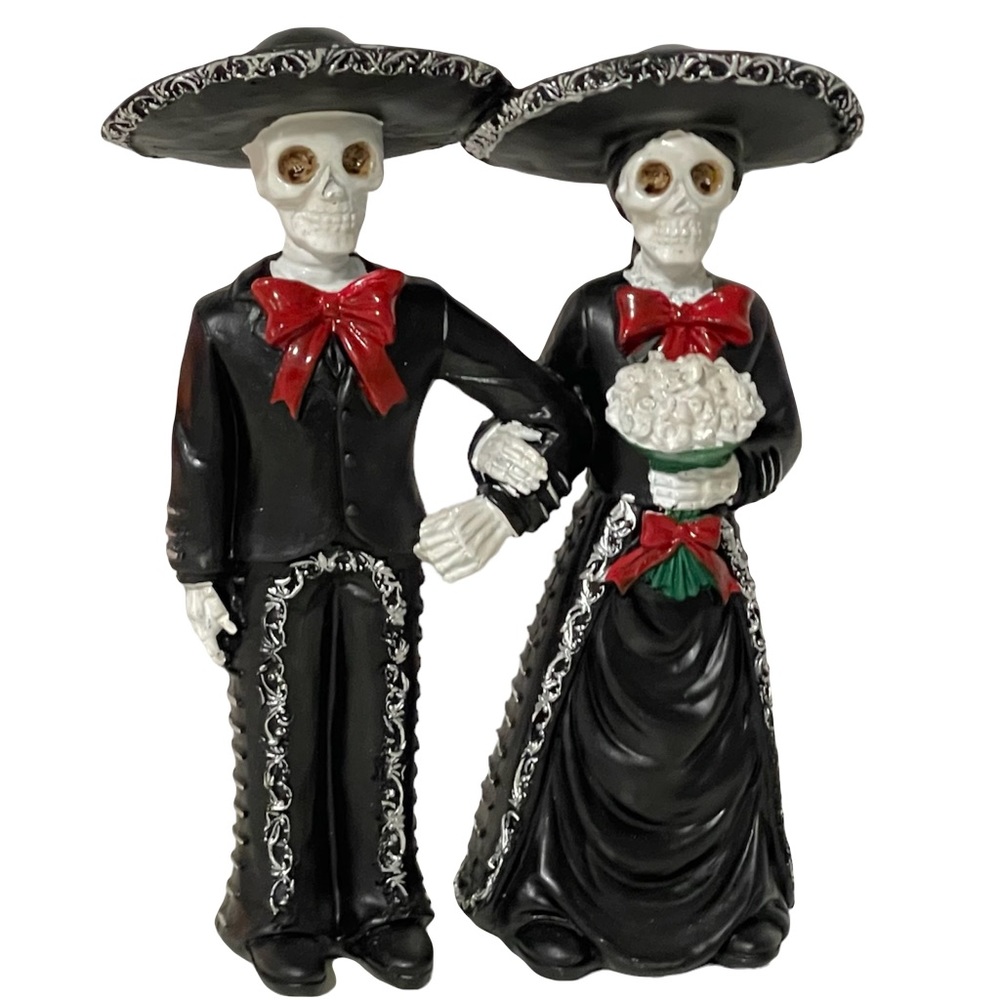 Nu Day of the dead black mariachi skeleton bride and groom wedding Halloween